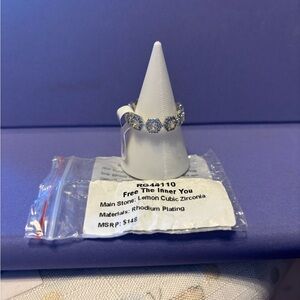 Free The Inner You Silver Ring with Lemon Cubic Zirconia